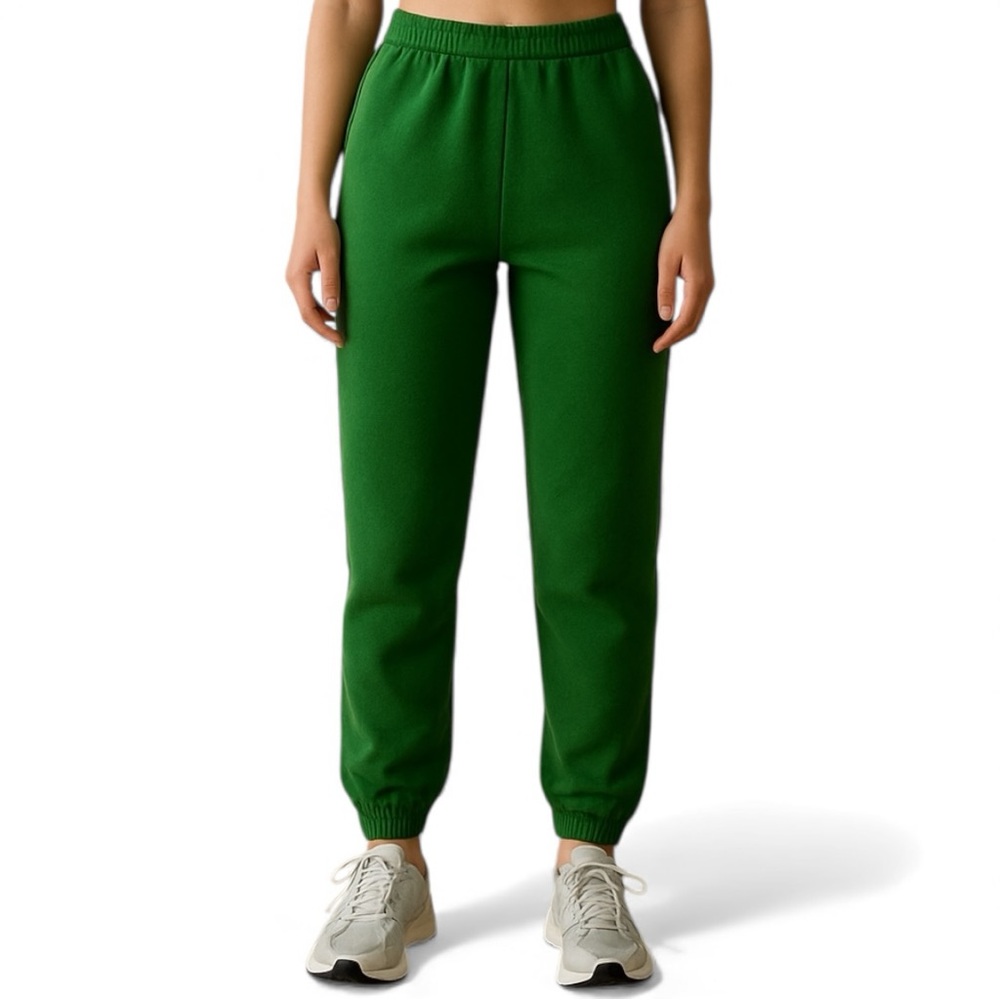 Aritzia TNA Cozy Fleece Boyfriend Sweatpants Green Loungewear Joggers S Winter - Picture 3 of 11